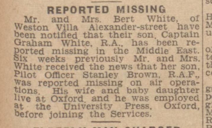 w gazz s brown reported missing july 17 1942