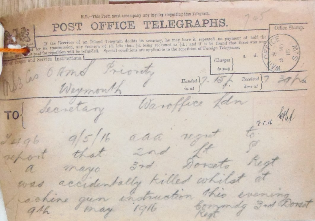 Telegram 9 May 1916